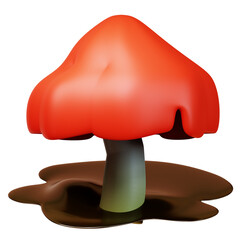 Red mushroom on transparent background. 3D render