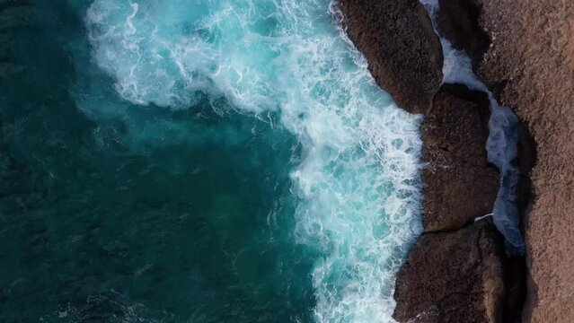 Rocky sea coast of Cyprus drone flight