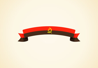 Ribbon with flag of Angola - obrazy, fototapety, plakaty