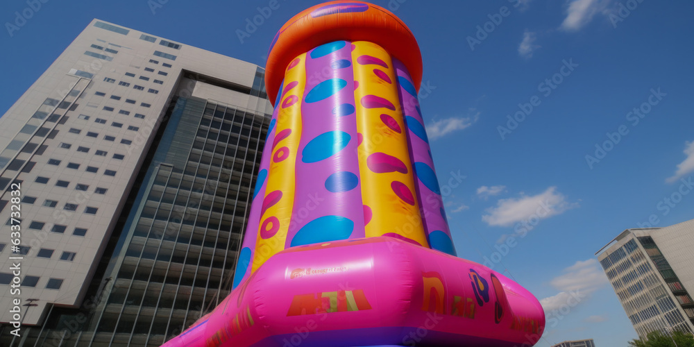 Poster a futuristic inflatable skyscraper - generative ai