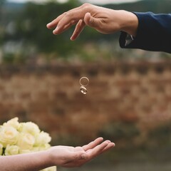 wedding rings in hands