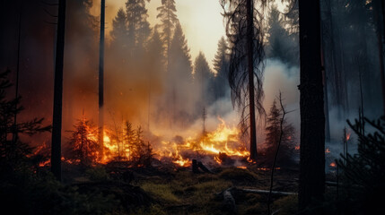 fire in forest deforestation