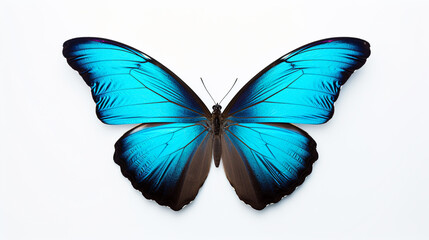 beautiful blue butterfly on a white background, created by AI