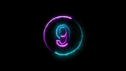 abstract glowing  neon count down number illustration 4k