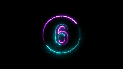 abstract glowing  neon count down number illustration 4k