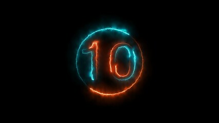 abstract glowing  neon count down number illustration 4k