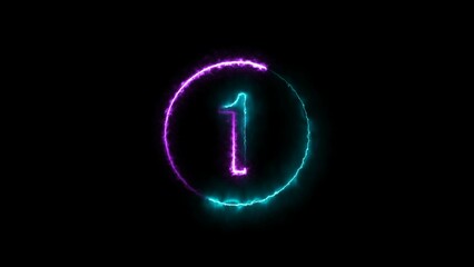 abstract glowing  neon count down number illustration 4k