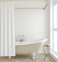 Romance bathroom. 3d render.