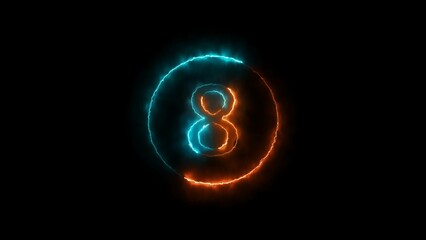 abstract glowing  neon count down number illustration 4k