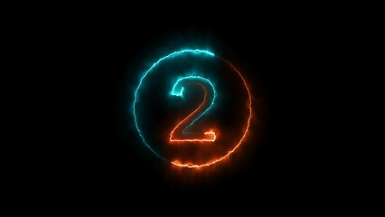 Fototapeta premium abstract glowing neon count down number illustration 4k
