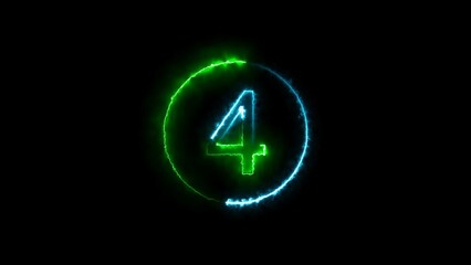 abstract glowing  neon count down number illustration 4k