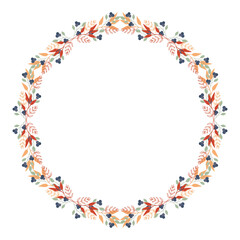 Obraz premium Vector wreath frame of juicy autumn leaves and blueberries and hellebore. Decor for wedding cards and invitations.