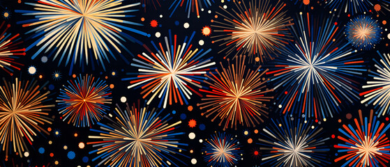 Fototapeta premium fireworks on the night sky, generative ai