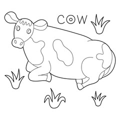 A Cow, colouring book for kids, vector illustration, Animals