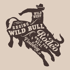 Fototapeta na wymiar Bull rodeo vintage sticker monochrome