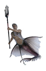 Mythical Merman, Mermaid Illustration 3D PNG 49
