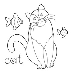 A Cat, colouring book for kids, vector illustration, Animals