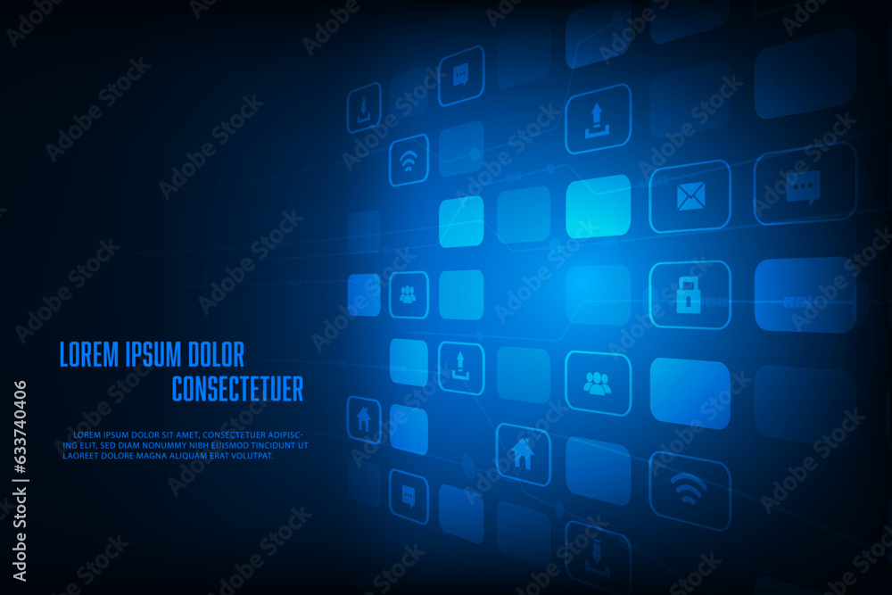 Poster vector concept global network connection. technology abstract blue background.