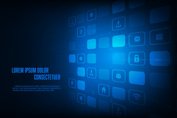 Vector concept global network connection. Technology abstract blue background.