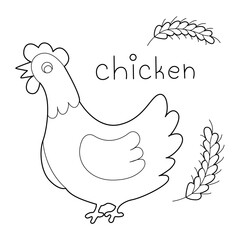 A hicken, colouring book for kids, vector illustration, Animals