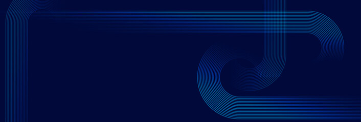 Abstract blue background with glowing circle lines. Modern shining line art design. Futuristic concept. Banners, posters, covers, wallpapers. Vector illustration
