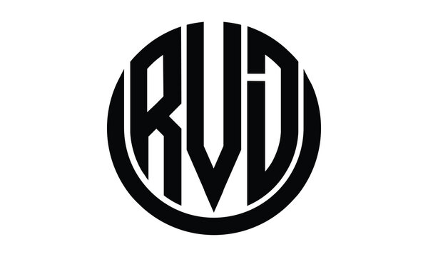 RVD shield in circle logo design vector template. lettermrk, wordmark, monogram symbol on white background.	