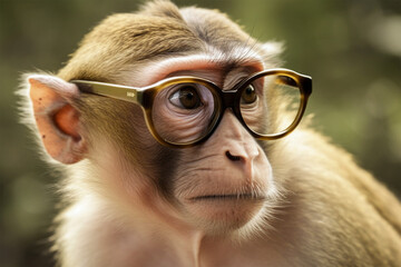 a monkey wearing glasses