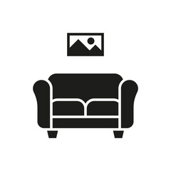 Sofa black glyph icon on white background