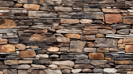 Fototapeta premium Stone Wall Seamless texture. Wall made from flat slab stone.