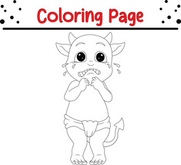 Happy Halloween coloring page for children. Halloween illustration coloring book.