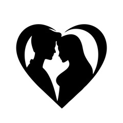 A couple in love, a guy and a girl. Logo vector contour blank for design, plotter and laser cutting. Vector illustration