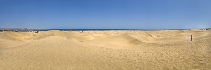 Fototapeta na wymiar Panorama Sanddünen auf der Insel Gran Canaria