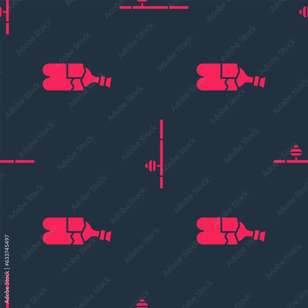 Poster set bong for smoking marijuana and opium pipe on seamless pattern. vector