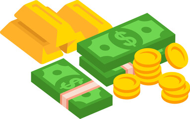 Simple Money and Gold Illustration