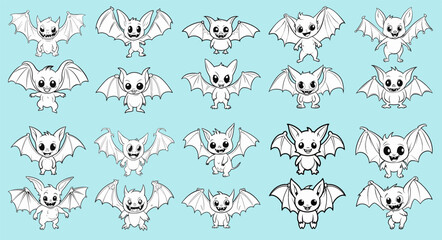 Halloween bats coloring page elements