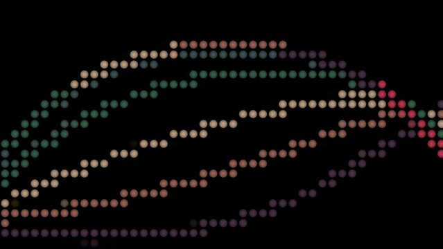  retro many stylized small dots pattern on black background. Vintage old fashion color palette 60s 70s classic ribbons