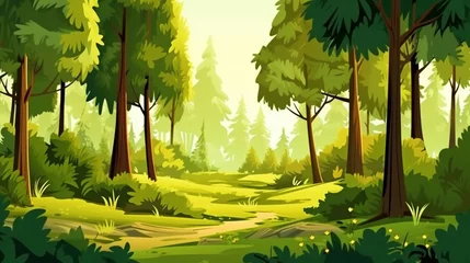 Fotobehang Empty forest background with trees - ai generative © NAVIN