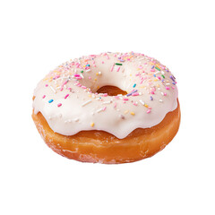 transparent background donut with white icing and cream filling