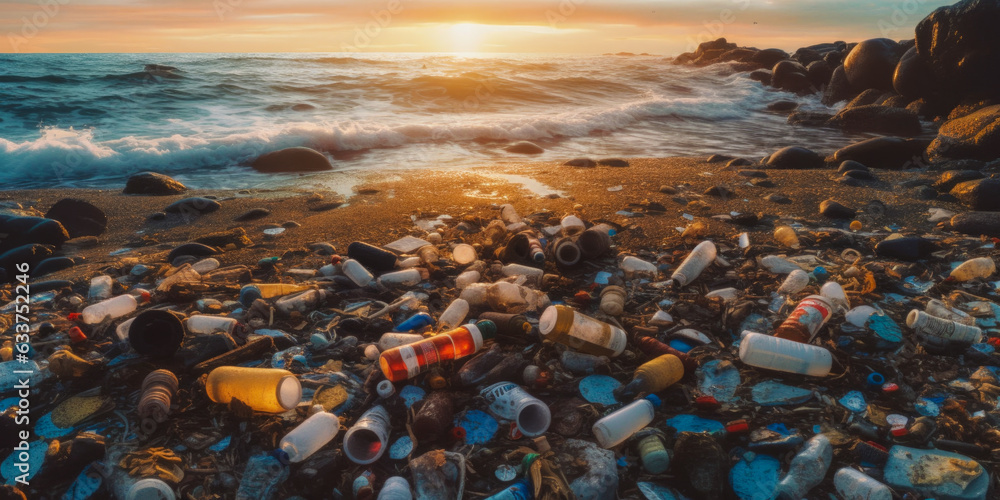 Poster plastic and garbage pollution - generative ai