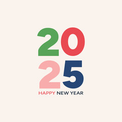 Happy new year 2025 background template with color numbers.Vector illustration