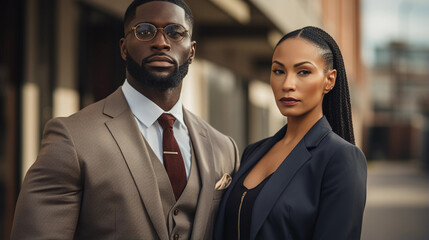 Empowered Black Business Man and Woman Posse Up