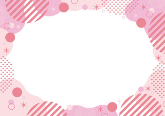 水玉　幾何学　キラキラ　フレーム 　ピンク