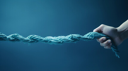 A Hand Firmly Holding a Rope of Connection - obrazy, fototapety, plakaty