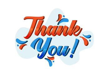 Thank you 3d colourfull lettering illustration vector