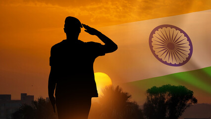 India flag on sunset background. National holiday .3d illustration