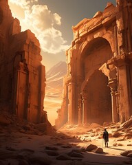 Exploring ancient ruins in scorching desert heat.