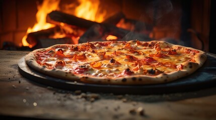 Burning hot pizza fresh out of the oven.