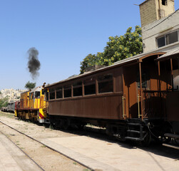 Amman, Jordan (Hedjaz Jordan Railway) An old Turkish Ottoman steam train in Jordan
