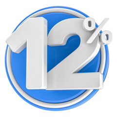 Label Number 3D White With Blue