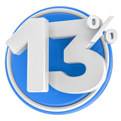 Label Number 3D White With Blue